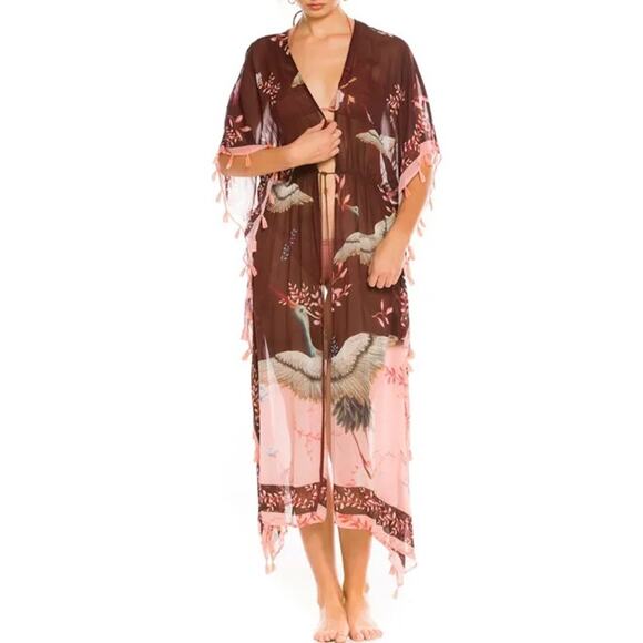 Agua Bendita Sam Aura Tunic Cover Up Maxi Dress ONE SIZE - Picture 1 of 5